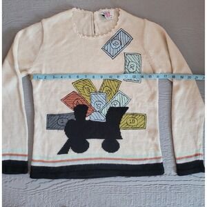 Pronto Vintage Monopoly Rail Road Sweater Size Medium Made In USA Red Black EUC